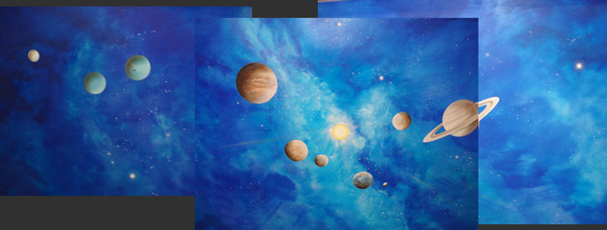 Trompe l'oeil Galaxie dans une chambre d'enfants