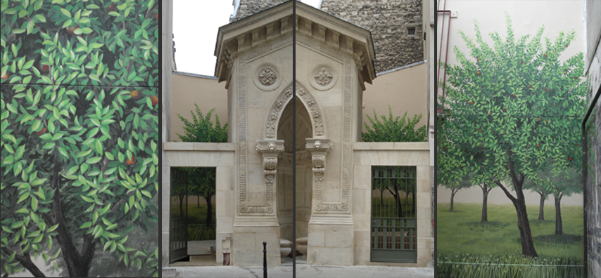 Trompe l'oeil d'un Verger - Rue de la Roquette à Paris